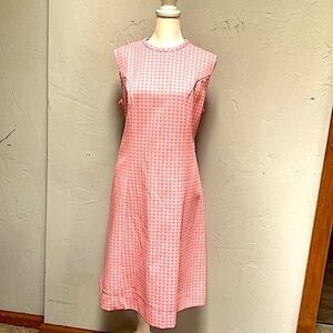 Vintage 1970’s PrettyPenny Sleeveless Pink and White Modern Checked Dress